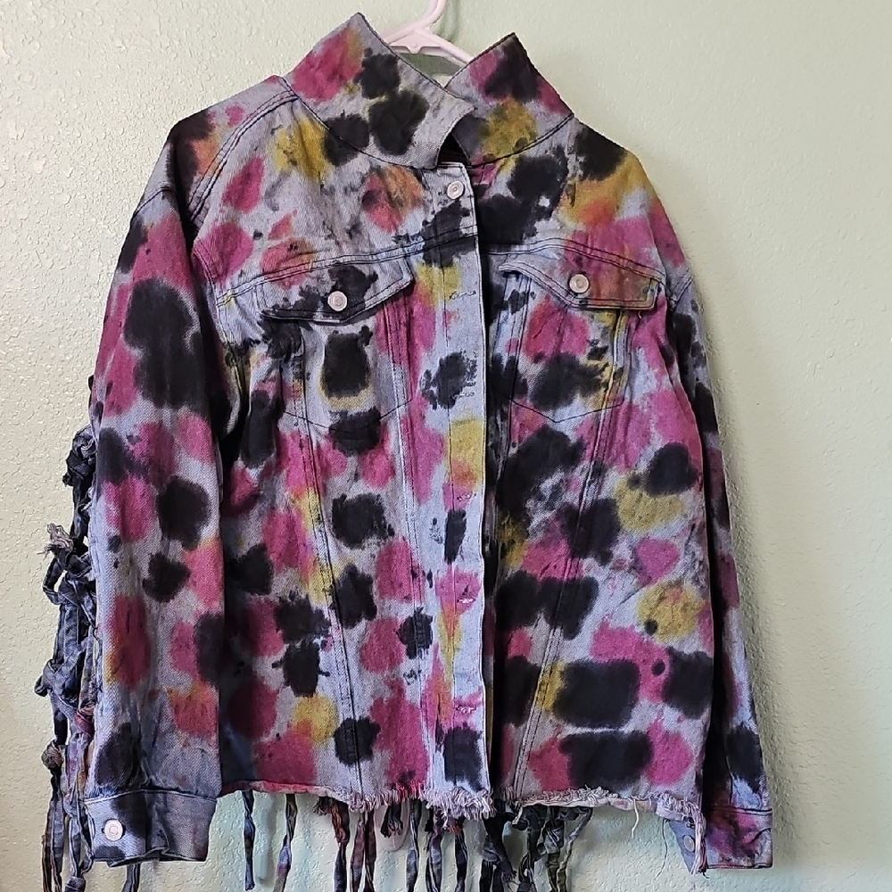 Tie-Dye Knot-Back Jean Jacket